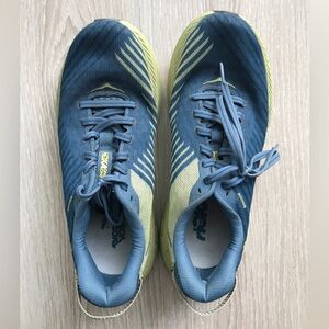 Hoka Womens Blue and Yellow Running Shoes, size 7